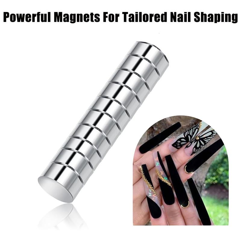 40PCS Nail Magnet Tool Set for Stainless Nail Clippers Cat Eye Nail Art, Magnets Sizers Length Measurement for Fake False Nail Tips Round Mini Fridge Magnets for Home Office Salon Crafts Manicure Nail Care