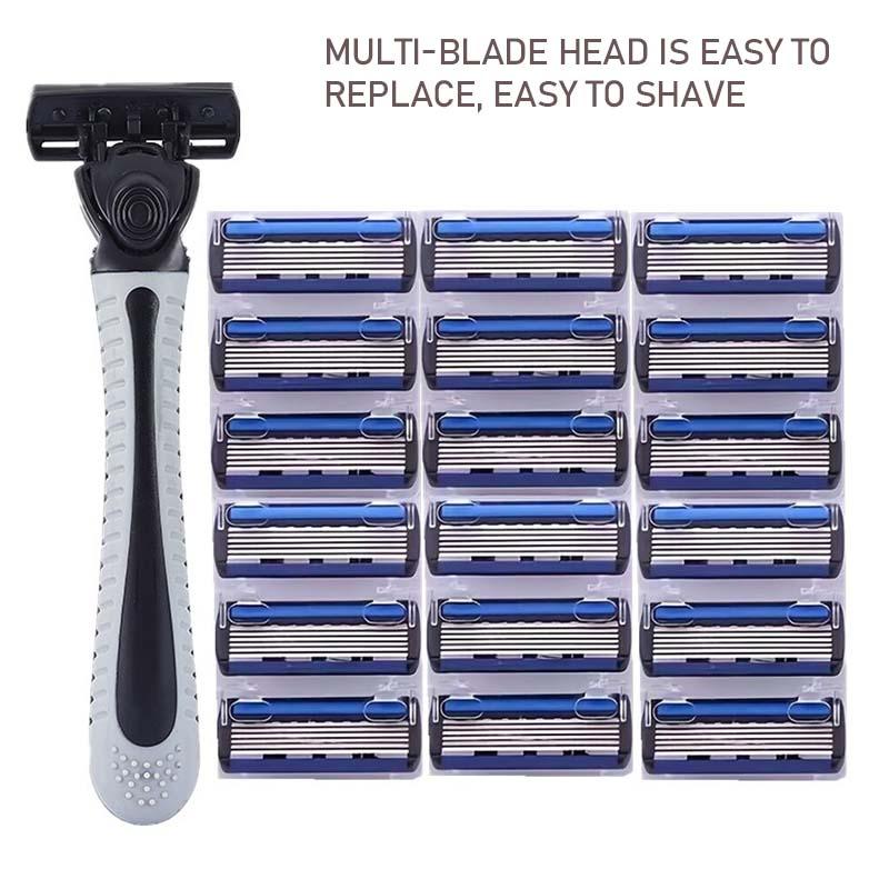 19 Razor Blades Refills for Men's Safety Razor Blades, Reusable Face Cleansing Care Tool razor handle manual razor straight razor men s five bladerazor safety razor Manual Beard Safety Razor with 5 Layer Blades Manual Safety