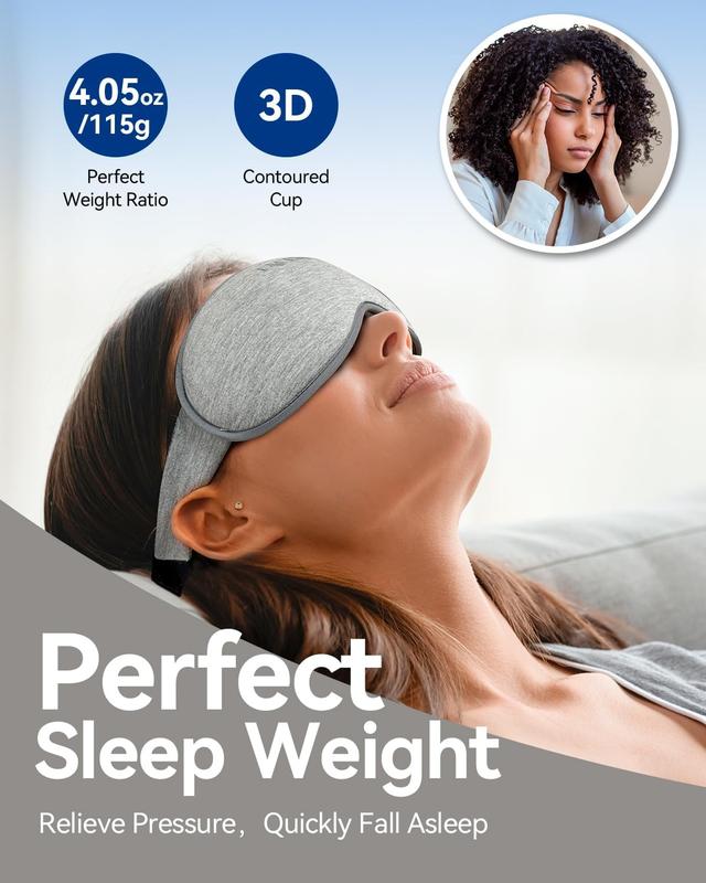 Weighted Eye Mask for Sleeping - Blackout Sleep Mask for Women Men,  Lash Extension Eye Covers, Memory Foam, 3D Contoured, Airplane Travel Essentials, Blindfold for Meditation(Gray)