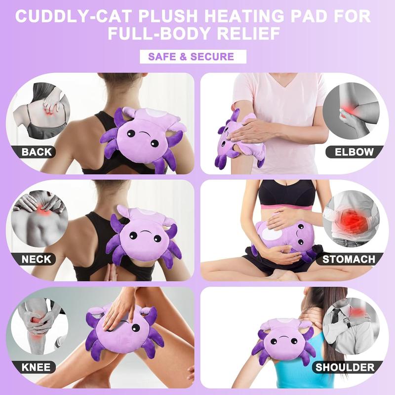 Microwavable Heating Pads for Cramps, Cute Microwave Heating Pad Period Cramps Pain Relief for Women & Girls, Stuffed Animals Moist Heat Pad for Menstrual-Washable Heat Pack (Purple Axolotl)