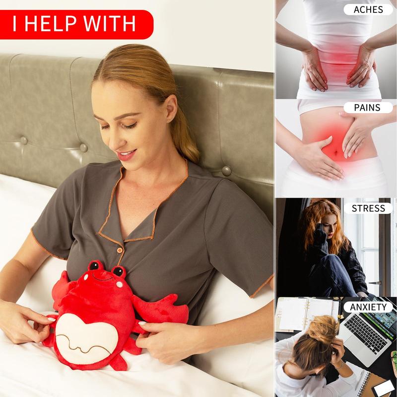 Crab Design Microwave Heating Pad, Crab Plush Toy with Removable Heating Pad, Warm Microwave Animal, Menstruation Relief Tool