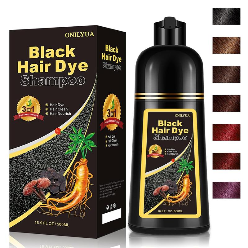 Black Hair Dye Shampoo Instant +100% Grey Coverage-Herbal Ingredients，3-in-1 Hair Color Shampoo Haircare Product，shampoo con color 3-1 son 12 hermosos colores disponibles