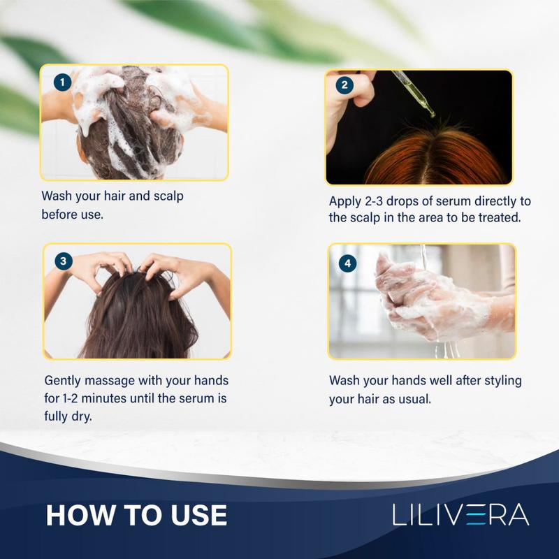 Lilivera 5% Minoxidil for Men and Women kit (within 1 box),  Hair Growth Serum with tool-  with Biotin - Topical Serum for Scalp Hair Loss