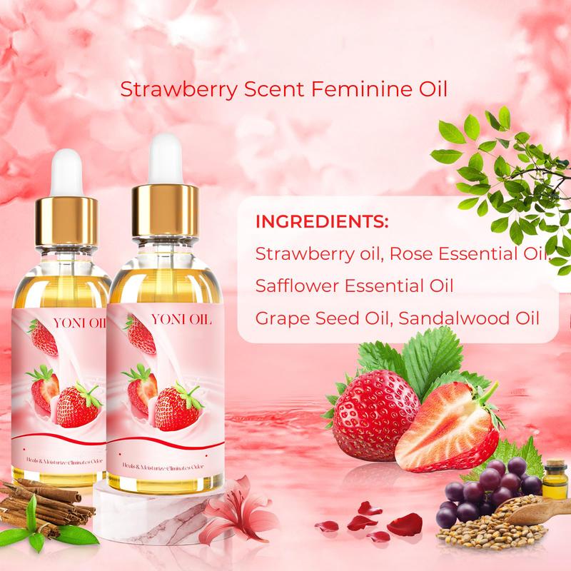 3PCS Yoni Oil Organic Feminine Oil Moisturizer  - Eliminates Odor Feminine Deodorant - Soothes Ingrown Hair with Strawberry Peach Apple Essential Oil, 1 fl oz pc