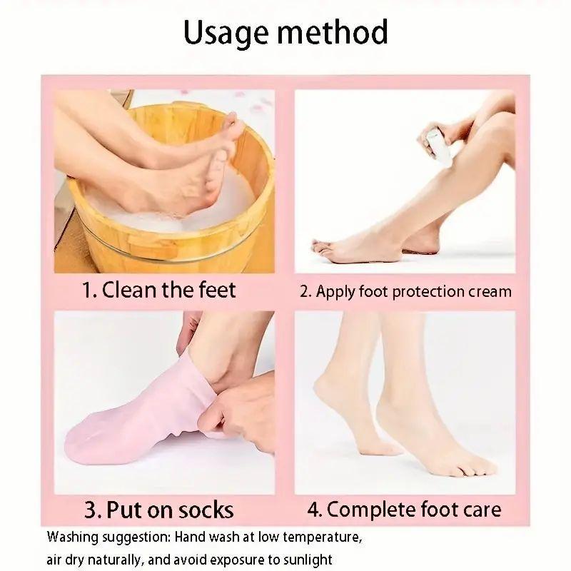 Silicone Foot Socks & Hand Socks Set, 3 Counts set Anti-drying Foot Socks & Hand Sock, Foot Care Socks for Dry Cracked Feet & Hands, Manual Massage Tools for Women & Men