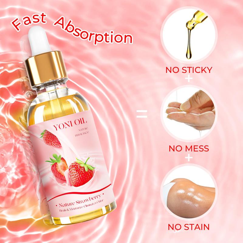 3PCS Yoni Oil Organic Feminine Oil V Moisturizer - Ph Balance for Women - Eliminates Odor Feminine Deodorant - Soothes Ingrown Hair with Strawberry Peach Apple Essential Oil, 1 fl oz pc