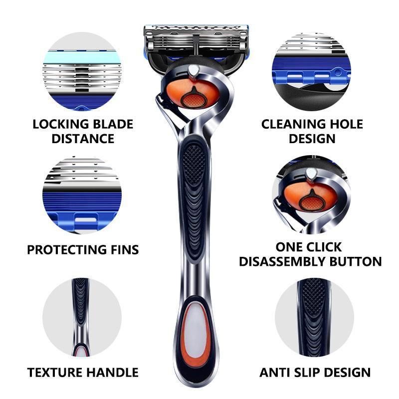 Manual Razor Holder & Blade Set, 1 Set Manual Razor Holder & Blade, Professional Shaving Tool for Men, Men's Care Tool, Christmas Gift