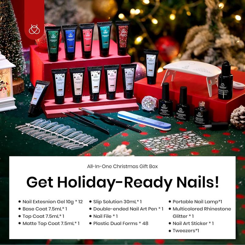 Beetles Advent Calendar 2024 Christmas Nail Extension Gel Kit Gift for Women Girls