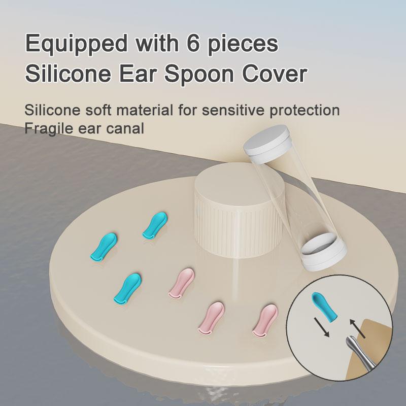 High definition camera with 6 ear spoons for earwax removal, ear cleaner with camera, 1080P earwax removal tool, rechargeable earwax removal kit for iPhone, iPad, Android smartphones, gift for summer Silicone Waterproof