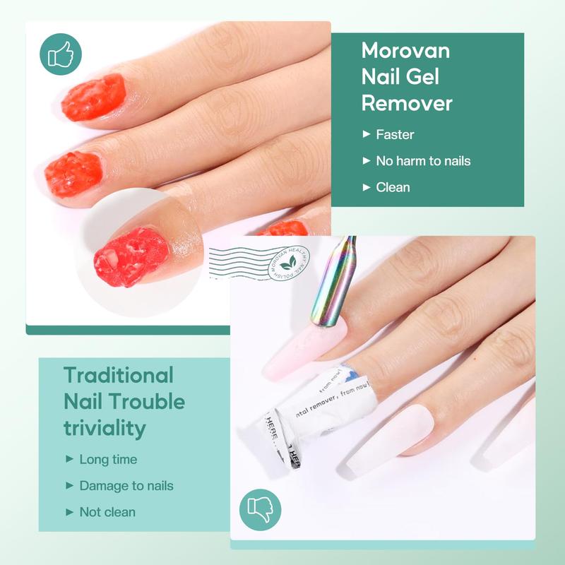 MOROVAN Gel Polish Remover Kit - Nail Tech Equipment with Latex Tape Peel Off Liquid with Cuticle Pusher Peeler Cuticle Oil Nail File Cleaner Quick & Easy No Need for Foil Soaking Or Wrapping