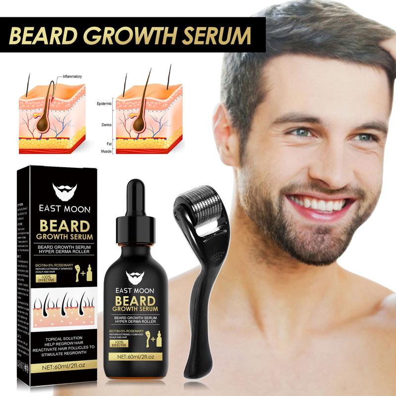 Men's Facial Nursing Hair Is Dense Hair，Beard Massage Derma Roller, Beard Care Product & Tool for Men，Beard Care Set for Strengthening Beard, , Comfort Hair Care Supplies,Makeup Products