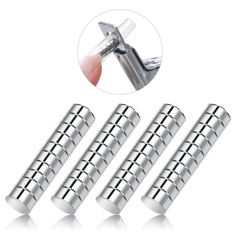 40PCS Nail Magnet Tool Set for Stainless Nail Clippers Cat Eye Nail Art, Magnets Sizers Length Measurement for Fake False Nail Tips Round Mini Fridge Magnets for Home Office Salon Crafts Manicure Nail Care