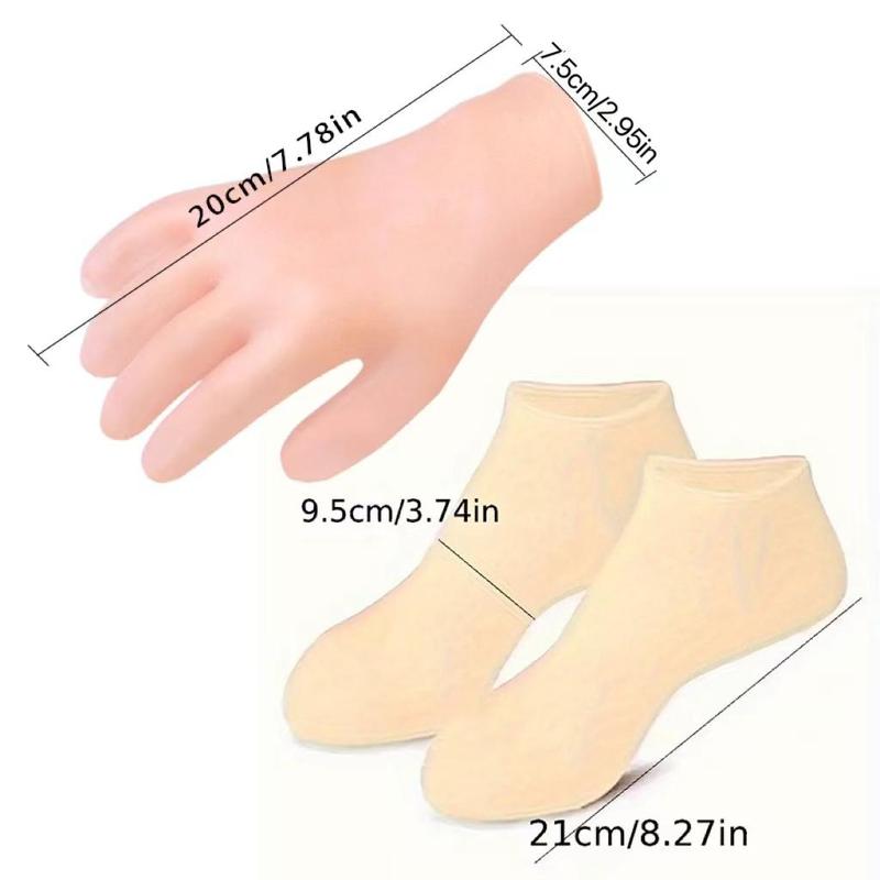 Silicone Foot Socks & Hand Socks Set, 3 Counts set Anti-drying Foot Socks & Hand Sock, Foot Care Socks for Dry Cracked Feet & Hands, Manual Massage Tools for Women & Men