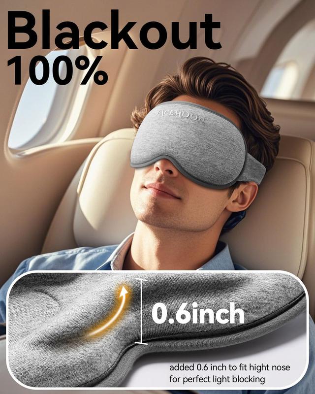 Weighted Eye Mask for Sleeping - Blackout Sleep Mask for Women Men,  Lash Extension Eye Covers, Memory Foam, 3D Contoured, Airplane Travel Essentials, Blindfold for Meditation(Gray)