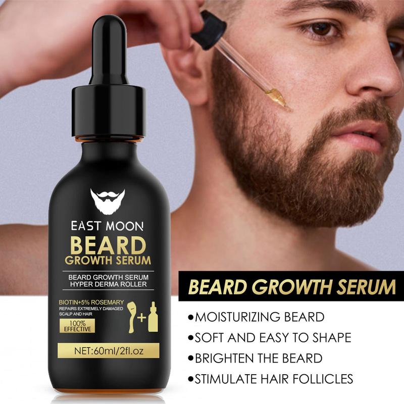 Men's Facial Nursing Hair Is Dense Hair，Beard Massage Derma Roller, Beard Care Product & Tool for Men，Beard Care Set for Strengthening Beard, , Comfort Hair Care Supplies,Makeup Products