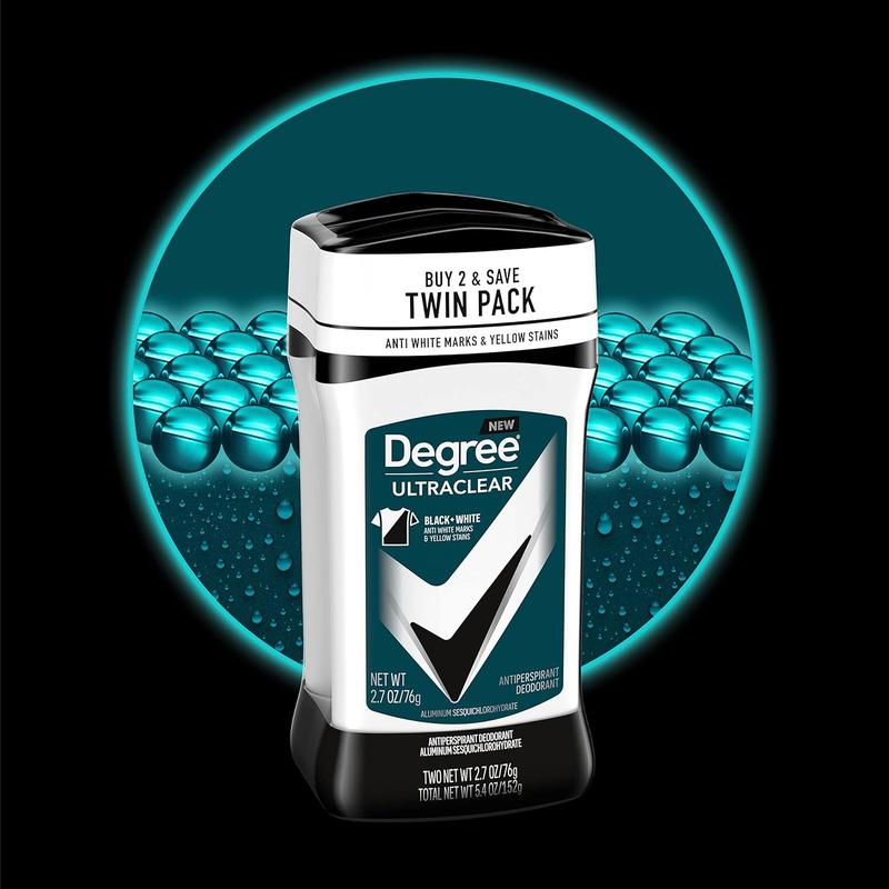 Degree Men UltraClear Antiperspirant Deodorant Black+White 2 Count 72-Hour Sweat & Odor Protection Antiperspirant, Scent Cleanser Body Care Fragrance