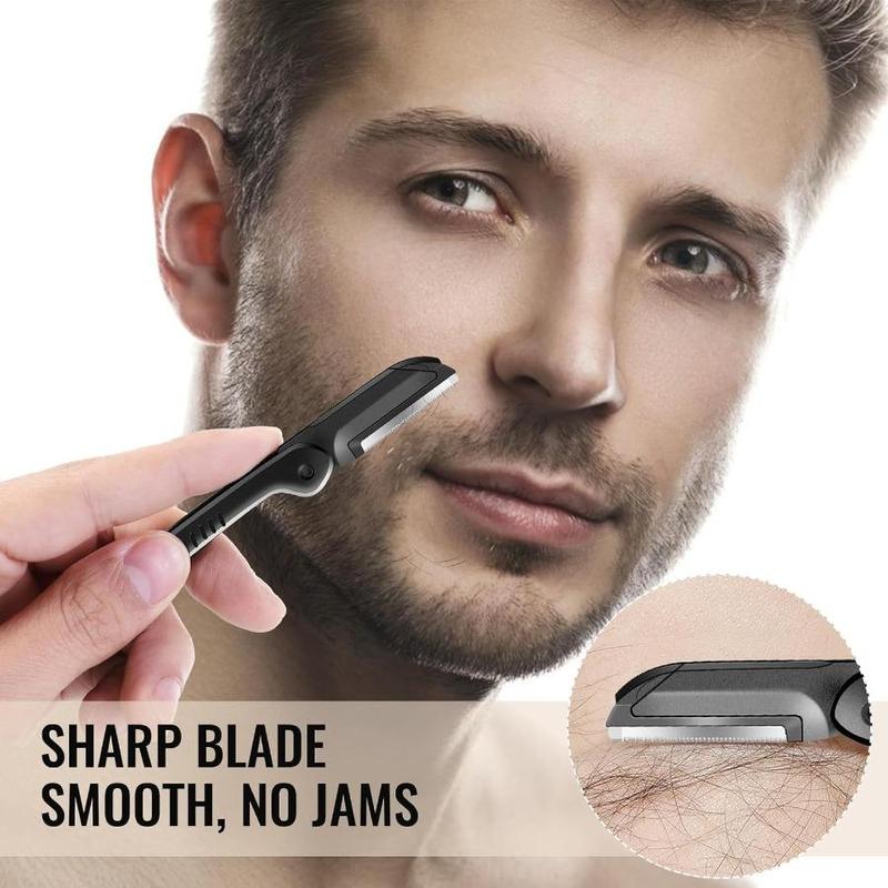 Men's Facial Folding Dermaplane Razor, 10pcs Men's Eyebrow and Facial Folding Razor, Men's Facial Epilator, Women's Eyebrow and Facial Folding Razor, Christmas Gift