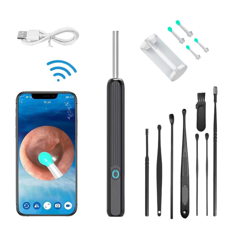 Ear Wax Removal Kit with Camera and Light, 360° Wide Angle Ear Cleaning Tool with 4 Ear Spoon And 8 Ear Picks Set for iPhone & Android Phones