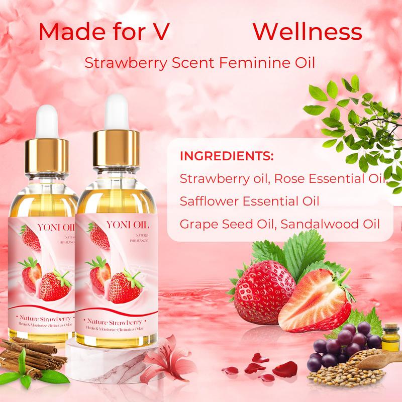 3PCS Yoni Oil Organic Feminine Oil V Moisturizer - Ph Balance for Women - Eliminates Odor Feminine Deodorant - Soothes Ingrown Hair with Strawberry Peach Apple Essential Oil, 1 fl oz pc