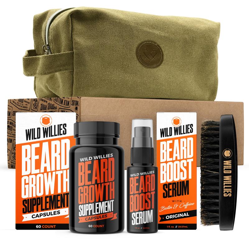 Fuel Your Beard Kit with Beard Boost Serum, Growth Supplement, Capsules, Boar Bristle Brush, and Edge Tool - Hair Care