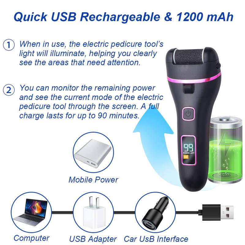 Introducing 2025's Foot Care Revolution: Waterproof Rechargeable 17-in-1 Electric Pedicure Kit with Massage Comb  Electric Foot Callus Remover