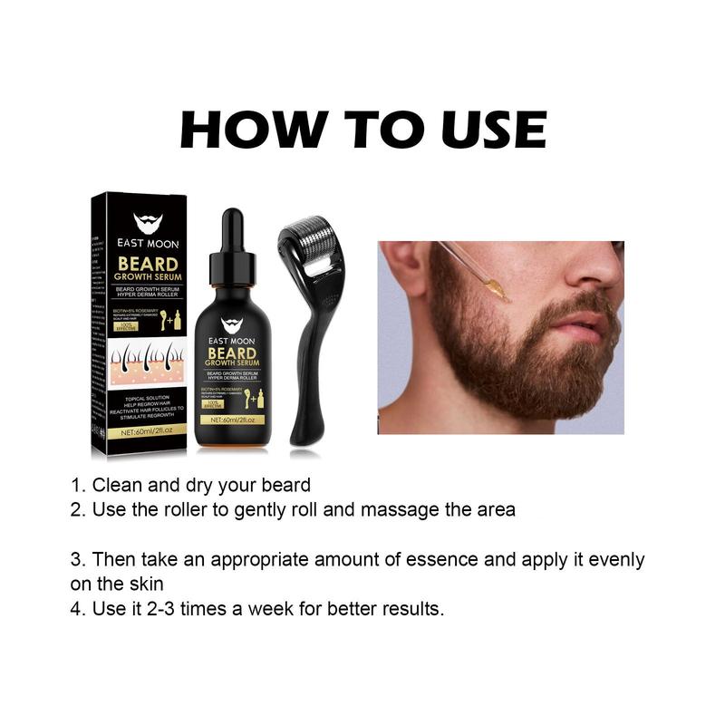 East Moon Beard Thickening Serum Set,  Nourishes and Strengthens Beard, Beard Care Product for Men