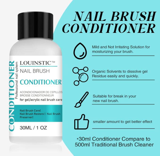 LOUINSTIC Nail Brush Cleaner and Conditioner - Quickly Clean Gel Nail Brushes, Paint Brushes, Airbrushes, Art Tools, Nail Brush Preserver and Restorer for Kolinsky Acrylic Nail Brush & Gel Nail Brush