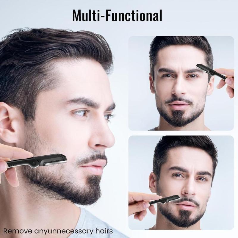 Men's Facial Folding Dermaplane Razor, 10pcs Men's Eyebrow and Facial Folding Razor, Men's Facial Epilator, Women's Eyebrow and Facial Folding Razor, Christmas Gift