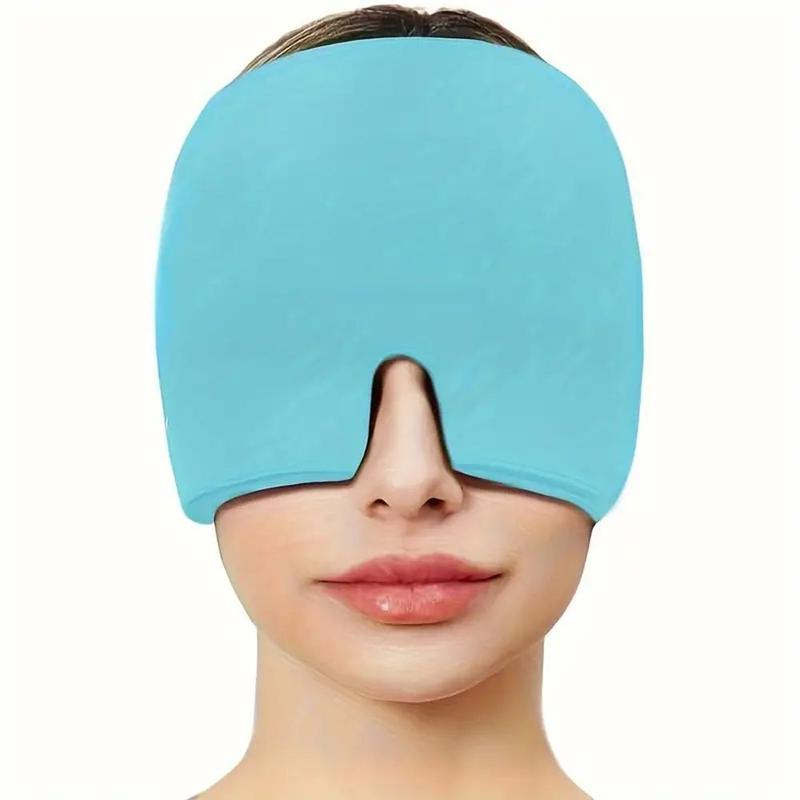 Solid Color Gel Ice Pack Headache Migraine Relief Sleep Mask, 1 Count Stretchable Headgear Soft Mask, Bedding Supplies for Home Camping Office Travel, Christmas Gift