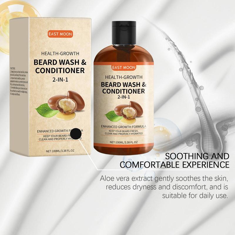 2 in 1 Beard Wash & Conditioner, Gentle Cleansing & Nourishing Beard Care Product for Daily Use, Men's Grooming Products for Christmas Gift