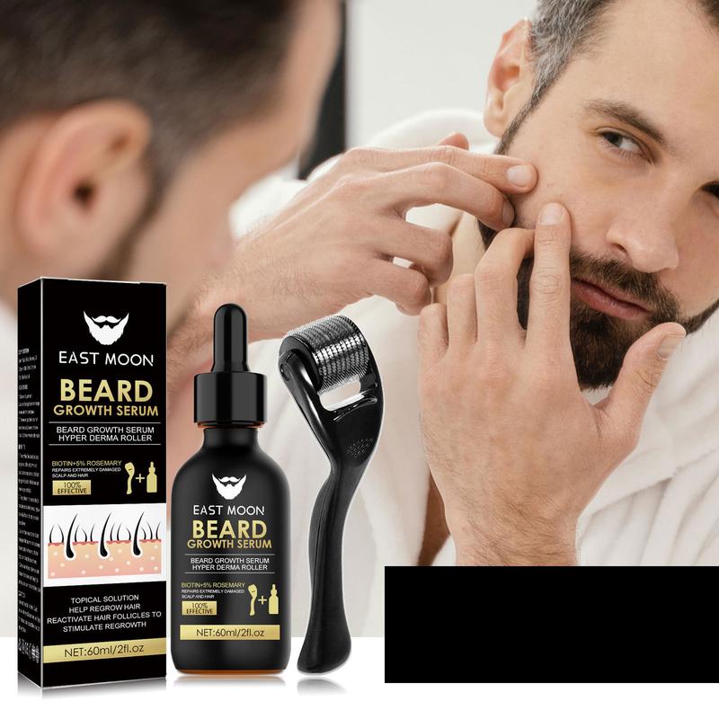 East Moon Beard Thickening Serum Set,  Nourishes and Strengthens Beard, Beard Care Product for Men