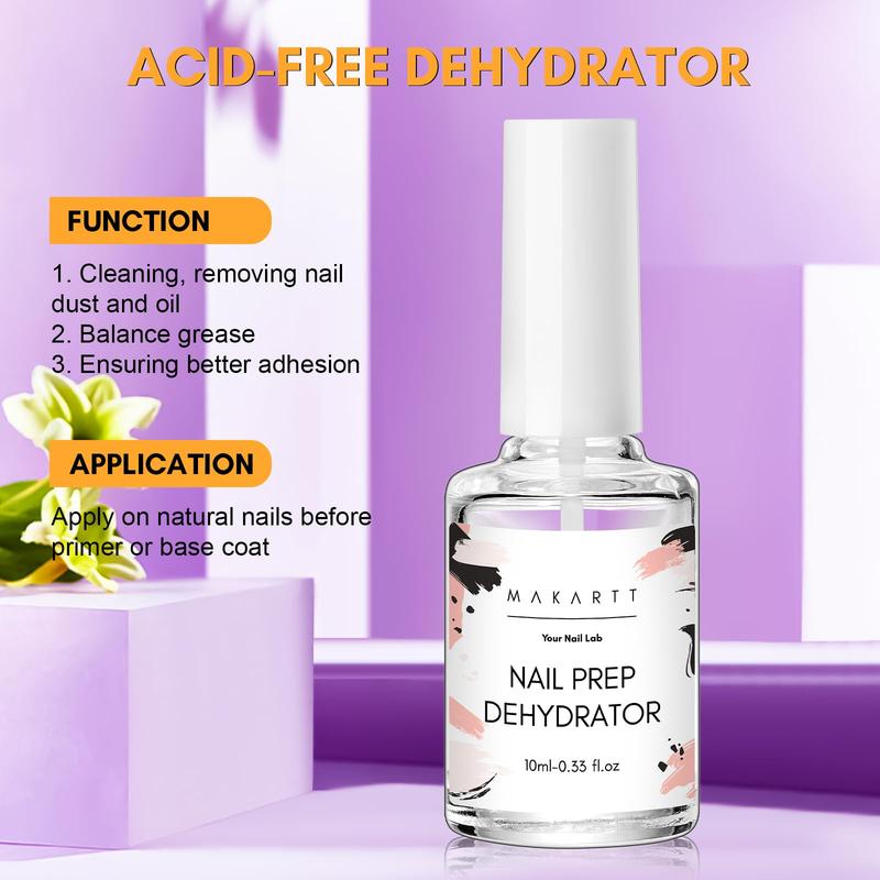 Makartt Nail Dehydrator 10ML Nail Glue 7ML and Nail Glue Remover 10ML Set, Acid Free Primer Glue and Debonder All in One Supplies Kit for Press on Nails Fake Nails Application, Easy Manicure at Home