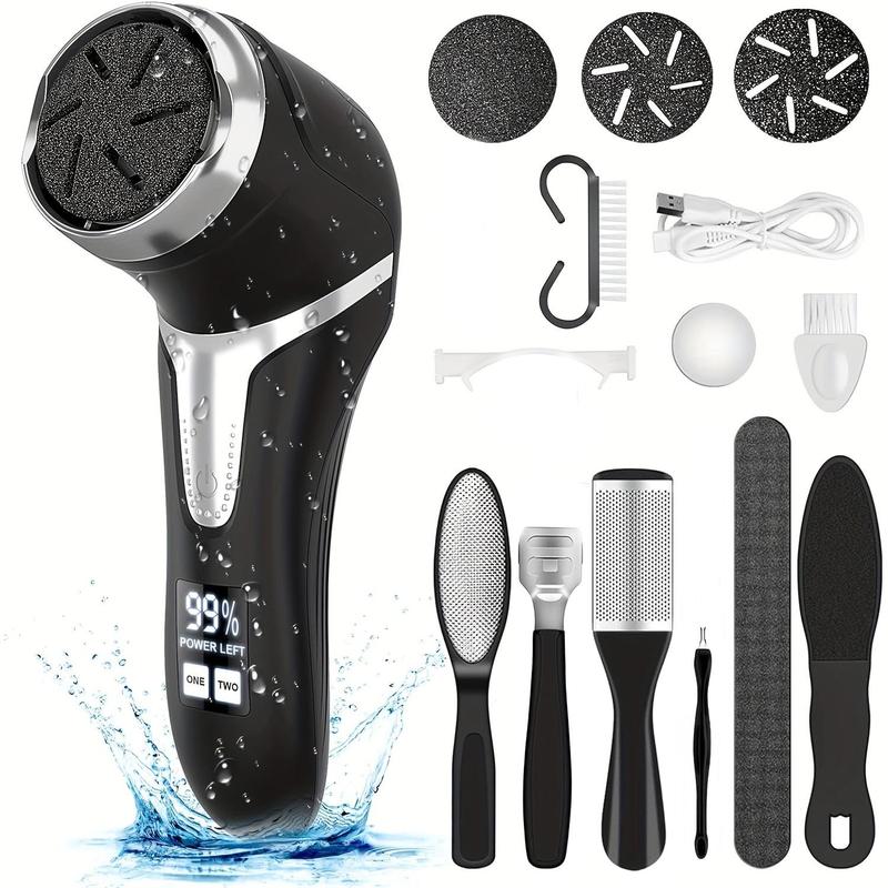 Electric Foot Callus Remover, Electric Callus Remover for Feet with Vacuum, 10 in 1 Professional Pedicure Tools Kit, Rechargeable Waterproof Foot File for Foot Care Deadskin Remover with 3 Heads &2 Speed, Lcd Display, Skincare Tool