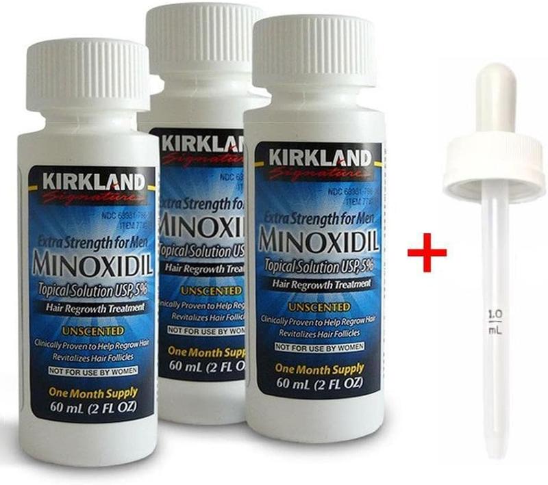 Minoxidil-5% Extra Strength Hair Regrowth for Men, 3 Count, 2 Ounce Bottles