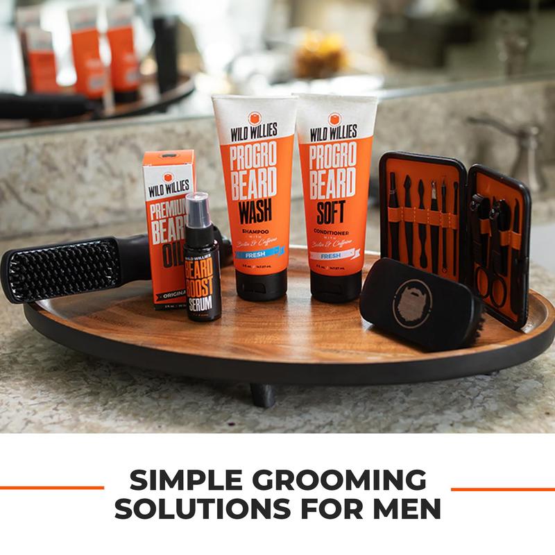 Fuel Your Beard Kit with Beard Boost Serum, Growth Supplement, Capsules, Boar Bristle Brush, and Edge Tool - Hair Care