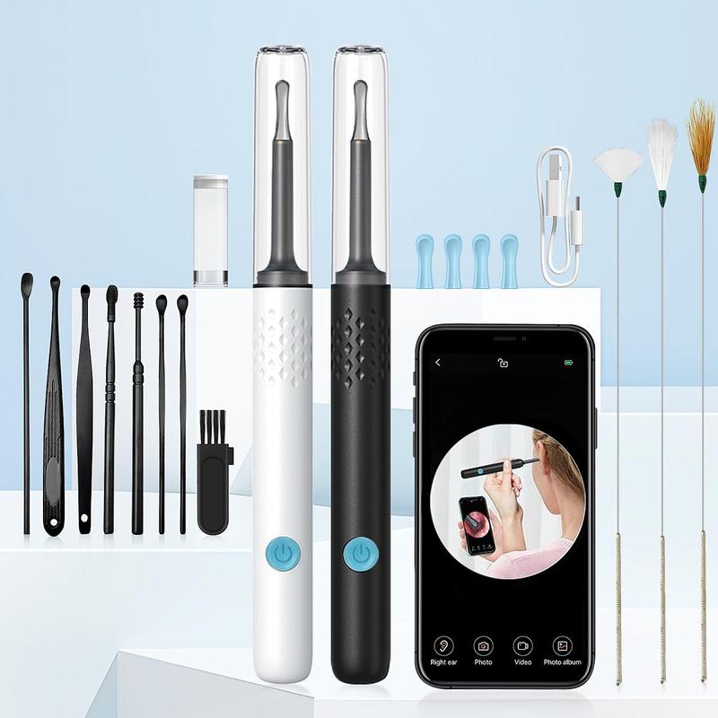 Ear Wax Removal Tool with Camera, 1 Box Ear Cleaner with Light & Ear Pick Accessories, Ear Cleaning Tool, Earwax Removal Kit for iOS & Android, Christmas Gift