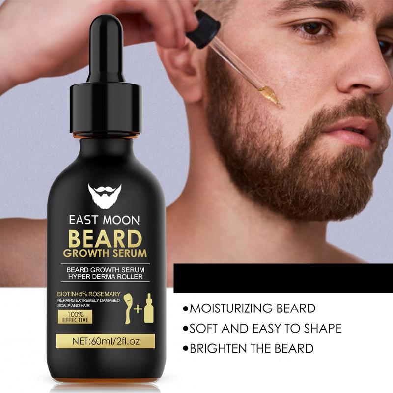 East Moon Beard Thickening Serum Set,  Nourishes and Strengthens Beard, Beard Care Product for Men