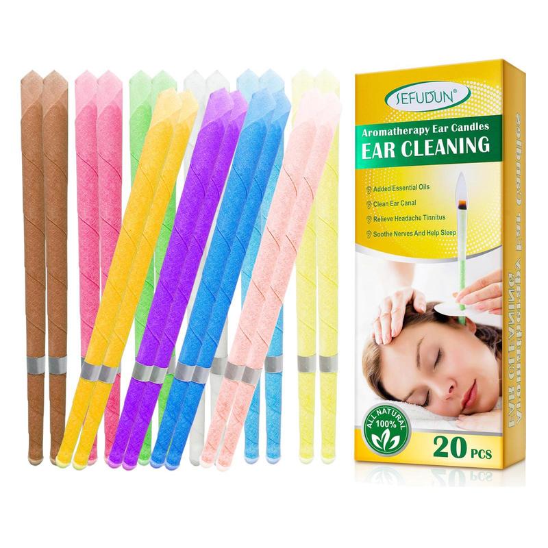 Aromatherapy Ear Candles, 20pcs box Cleansing Ear Candles Tools for Deep Sleeping, Ear Care Product for Women & Men Stress Relief, Manual Ear Wax Remover,  Ear Wax Removal Tool