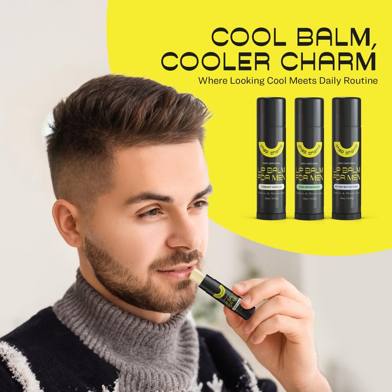 ChapChamp Mens Lip Balm - All Natural Mens Chapstick for Dry Lips -  6 Pack Assorted Flavors Lip Balm Men - Contains Vitamin E, Shea Butter, Cocoa Butter and Beeswax Chapstick Men - Made in the USA