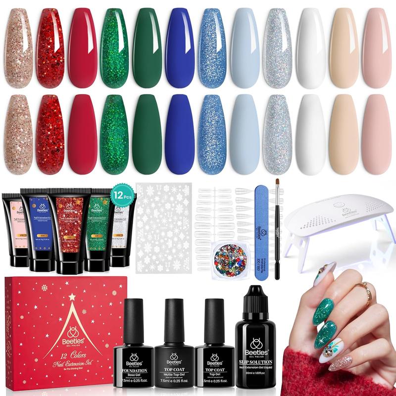 Beetles Advent Calendar 2024 Christmas Nail Extension Gel Kit Gift for Women Girls