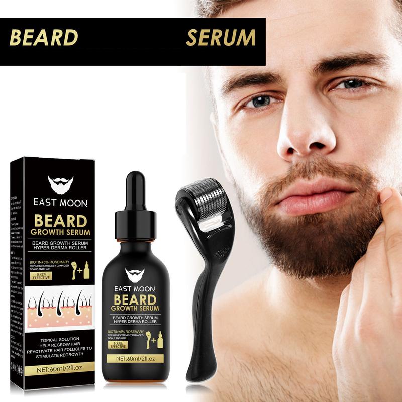 East Moon Beard Thickening Serum Set,  Nourishes and Strengthens Beard, Beard Care Product for Men