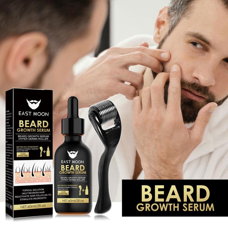 Men's Facial Nursing Hair Is Dense Hair，Beard Massage Derma Roller, Beard Care Product & Tool for Men，Beard Care Set for Strengthening Beard, , Comfort Hair Care Supplies,Makeup Products