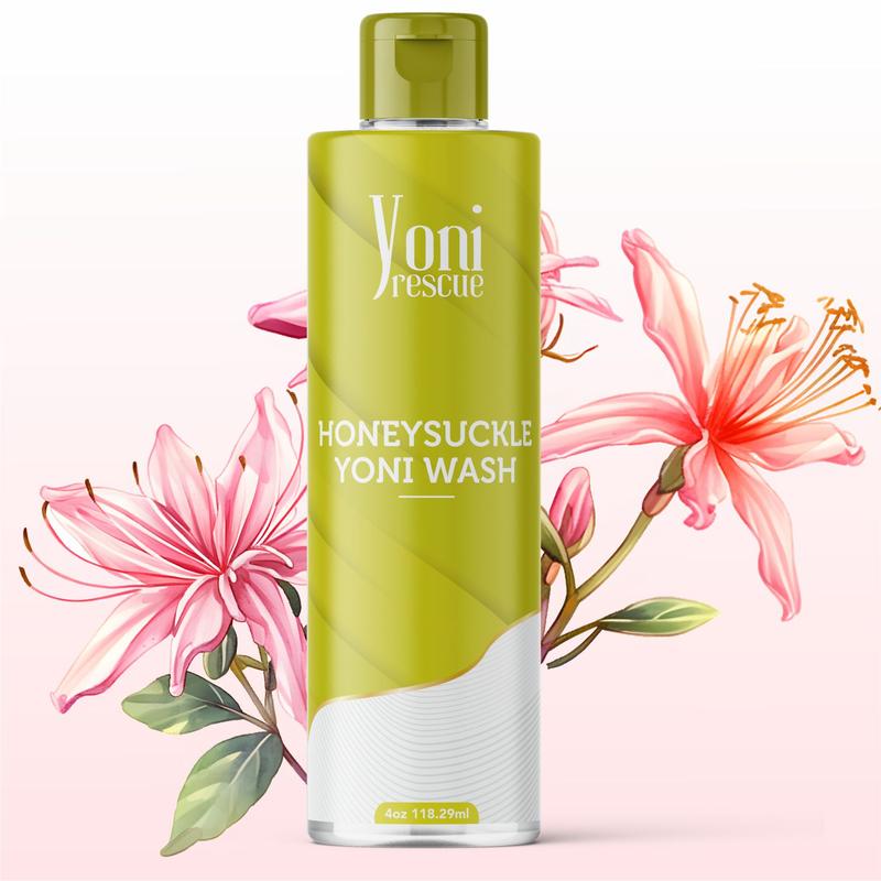 Honeysuckle Yoni Wash, 4oz, Daily use  gel based Wash, Reduce Odor, balance pH level, antibacterial , increase comfort by Yoni Rescue intimatewash for