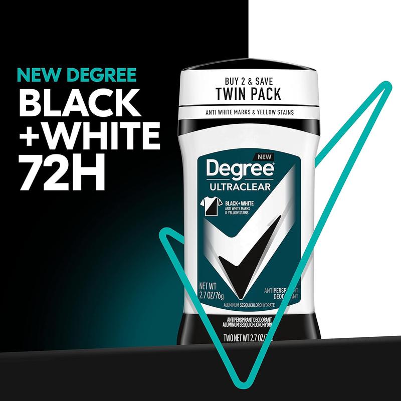 Degree Men UltraClear Antiperspirant Deodorant Black+White 2 Count 72-Hour Sweat & Odor Protection Antiperspirant, Scent Cleanser Body Care Fragrance