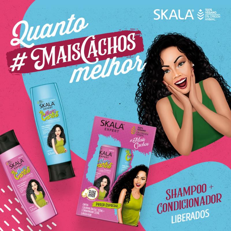 Skala Expert Mais Cachos Shampoo and Condicional Kit - 325 ml - 100% Vegan