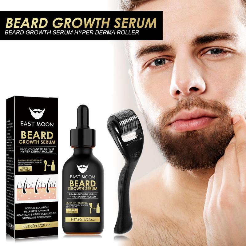 Men's Facial Nursing Hair Is Dense Hair，Beard Massage Derma Roller, Beard Care Product & Tool for Men，Beard Care Set for Strengthening Beard, , Comfort Hair Care Supplies,Makeup Products