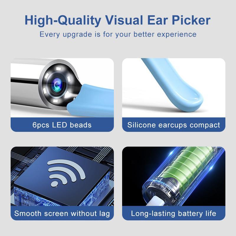 Silicone Ear Care Kit, HD Visual Ear Wax Removal Tool with Camera,1296P HD Camera Ear Cleaner, Birthday Party Gifts, Christmas Gifts ear spoon box ear