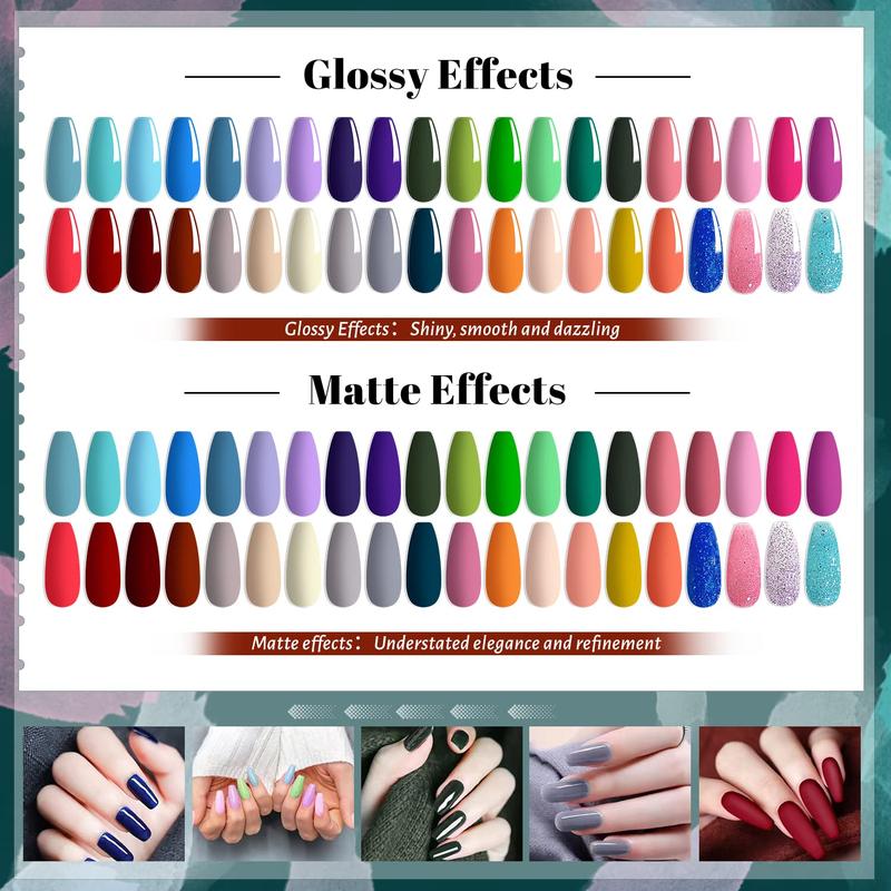 JEWHITENY 45 Pcs Gel Nail Polish Kit, Soak off Nail Lamp Gel Polish Starter Kit with 2pcs Glossy & Matte Top Coat and 2pcs Base Coat Gifts for Women