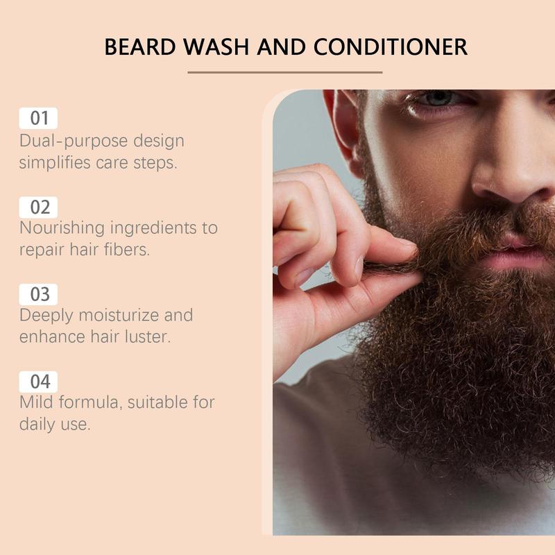 2 in 1 Beard Wash & Conditioner, Gentle Cleansing & Nourishing Beard Care Product for Daily Use, Men's Grooming Products for Christmas Gift