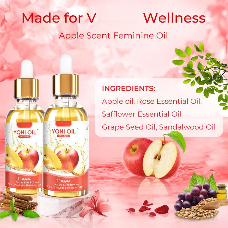 3PCS Yoni Oil Organic Feminine Oil V Moisturizer - Ph Balance for Women - Eliminates Odor Feminine Deodorant - Soothes Ingrown Hair with Strawberry Peach Apple Essential Oil, 1 fl oz pc